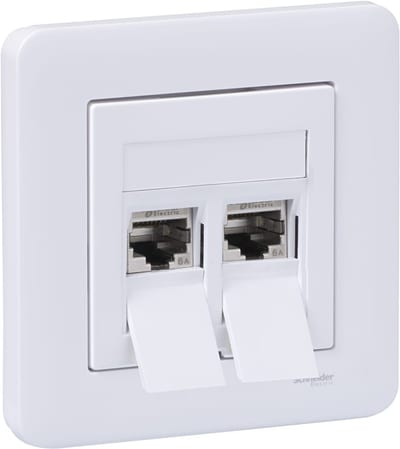 Schneider Electric Exxact WDE002437 2xCat 6A STP Flush Data Outlet, White