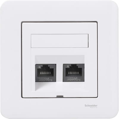 Exxact recessed 2X cat 6 UTP with frame, angled