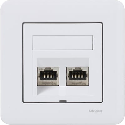 Exxact recessed, 2× Cat 6A STP, with frame, angled
