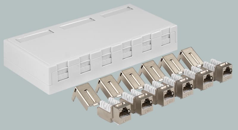 Patch Box 6 × Cat. 6A STP, Plastic, QuickCompact (6970026)
