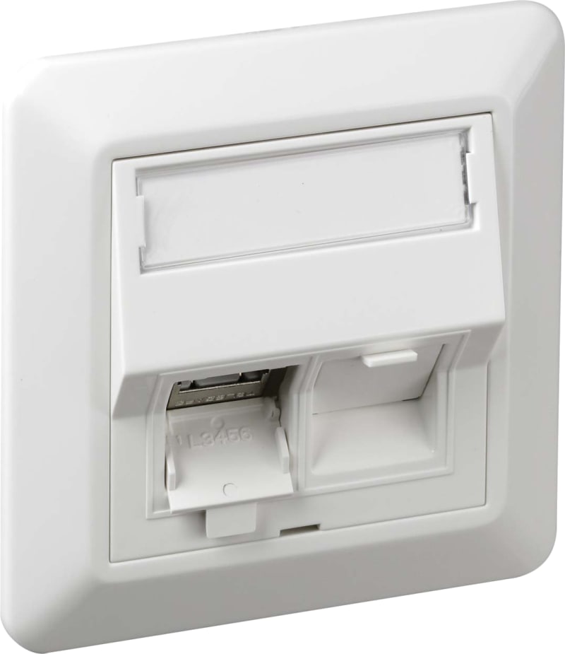Lanse QuickCompact Wall Outlet, Angled, CAT6, 2 Modules, White (6970133)