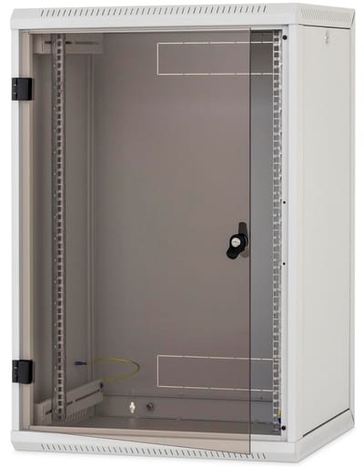 Wall rack 15U 60X50X77 glass door