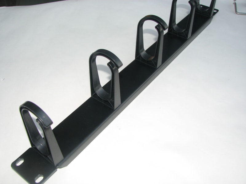 Lanse 19" 1U Horizontal Cable Management Panel Black with Open Rings (6970810)