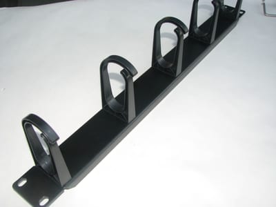 Lanse 19" 1U Horizontal Cable Management Panel Black with Open Rings