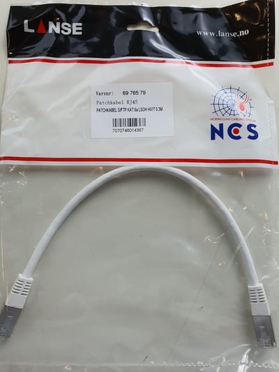 Patch cord S/FTP Cat. 6A LSOH White 0,5M