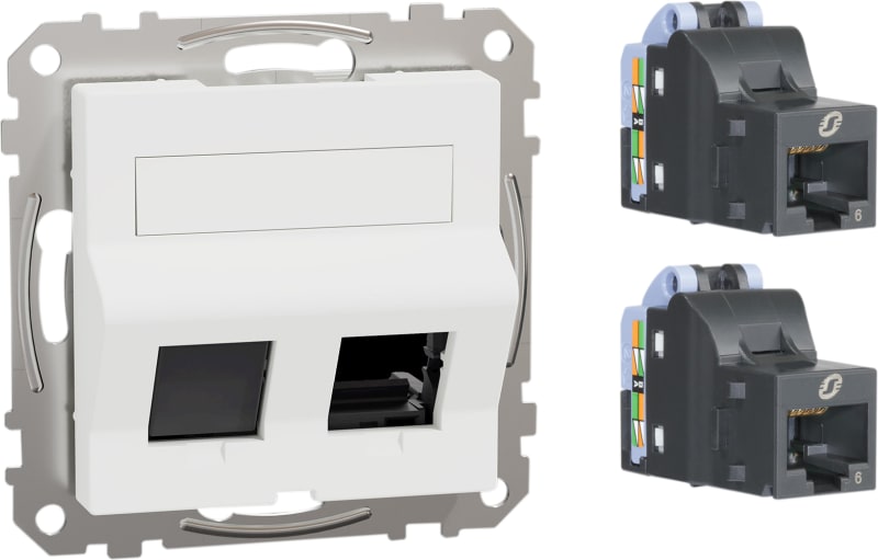 Exxact data outlet 2XCAT6 universal angled, white (WDE002428)