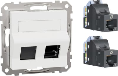 Exxact data outlet 2XCAT6 universal angled, white