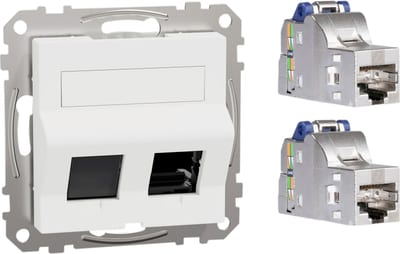 Exxact data outlet 2XCAT6A universal angled, white