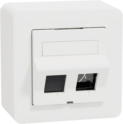 Surface-mount wall outlet for 2× S-One/Keystone, white
