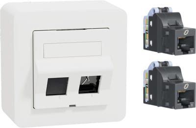 Surface-mount wall outlet 2X S-One cat 6 UTP white