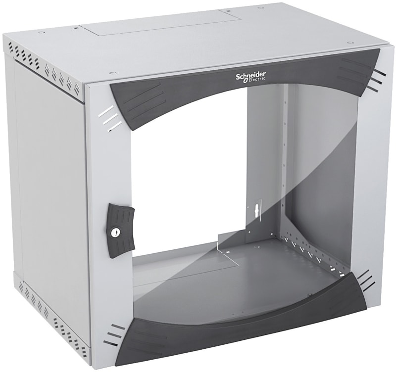 Schneider Electric Wall-Mounted Open Box 12U W600 D400 Fixed 19" Glazed Door R7035 NSYOPB12U4F