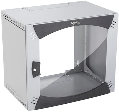 Schneider Electric Actassi OPB Wall-Mount 19 in. Enclosure 6U, W600 D400, Glazed Door, RAL 7035