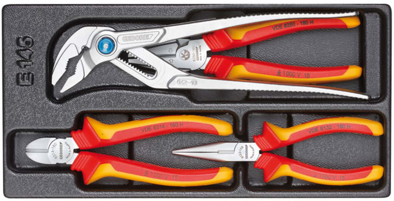 Gedore 1500 ES-VDE 145 Insulated Pliers Set 1000 V, 1/3 ES Module