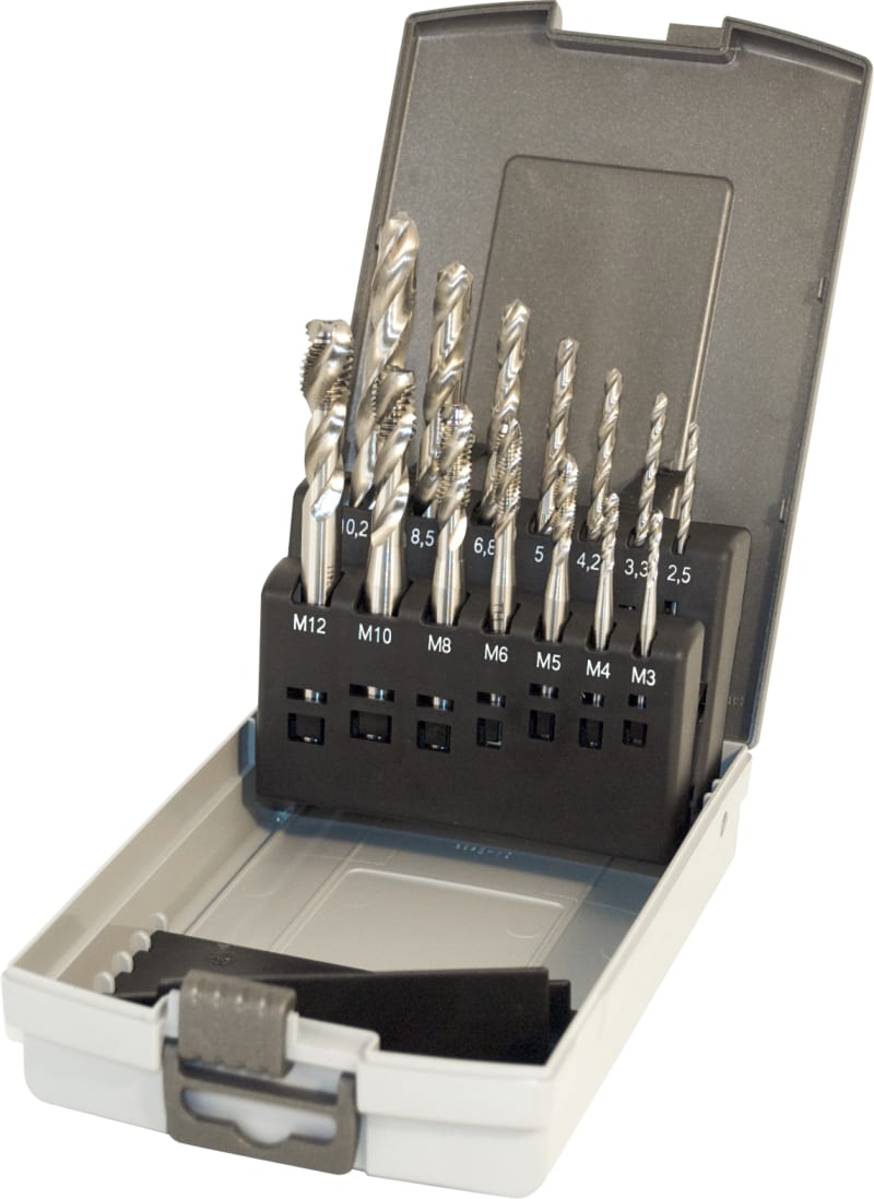 Thürmer Tools 0150Z02 Spiral-Flute HSS-Co Tap and Drill Set M3–M12