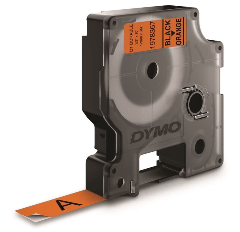 Dymo D1 Durable Label Tape 12 mm, Black on Orange (1978367)