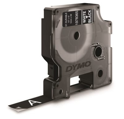 DYMO D1 Durable Label Tape White on Black 12 mm