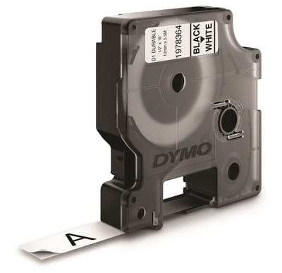 DYMO D1 Durable Label Tape Black on White 12 mm