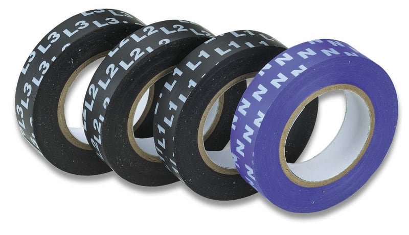 Cimco PVC Phase-Marking Insulating Tape 'L1', Black, 15 mm x 10 m (160201)