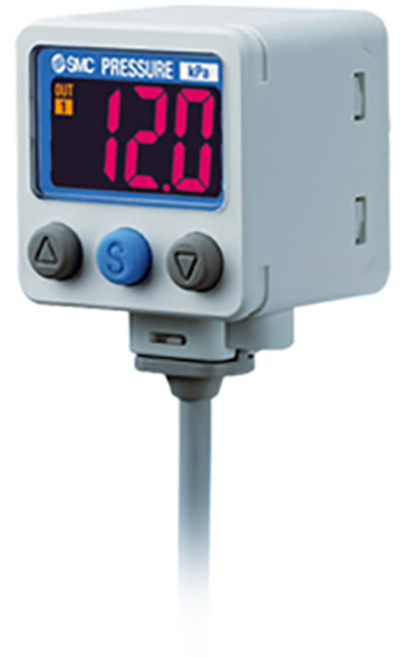 SMC ISE40A-01-T Digital Pressure Switch, R1/8 + M5, 2 × PNP + Analogue 0.6–5 V