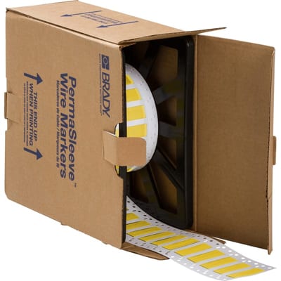 Brady PermaSleeve B-7641 Heat-Shrink Wire Marker, Yellow, 50.8 x 16.38 mm