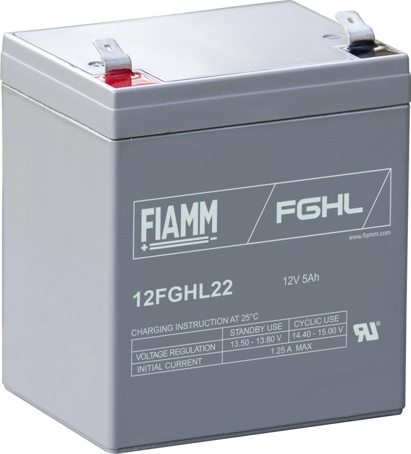 10 years FIAMM. LEAD-CORDLESS. 12V/5AH. (12FGHL22)