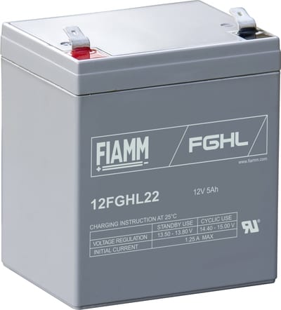 10 years FIAMM. LEAD-CORDLESS. 12V/5AH.