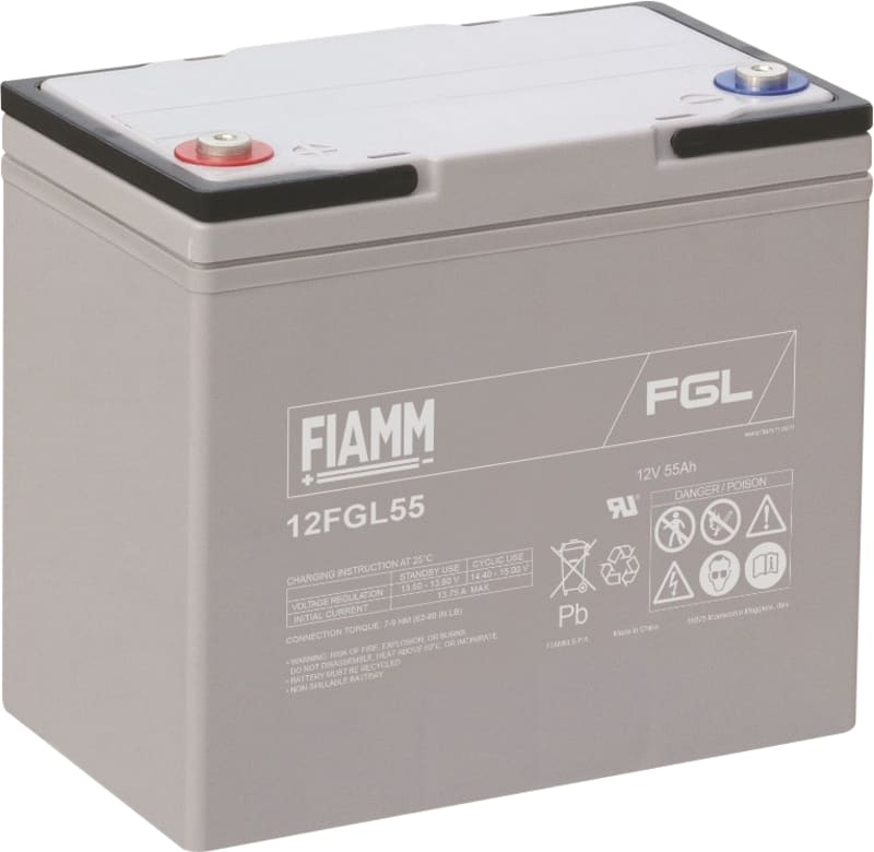 10 years FIAMM. LEAD-CORDLESS. 12V/55AH. (12FGL55)