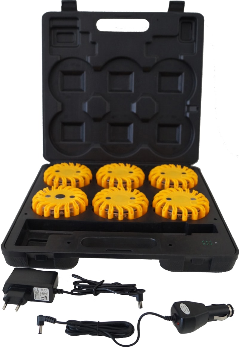 Rechargeable warning lamps in case 6 pcs (ZMG903)