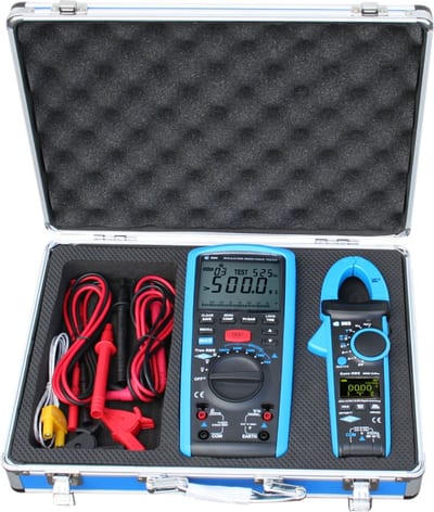 ELIT Instrument Case 1 with ELIT 1560 Insulation Tester and ELIT 363 True RMS AC/DC Clamp Meter