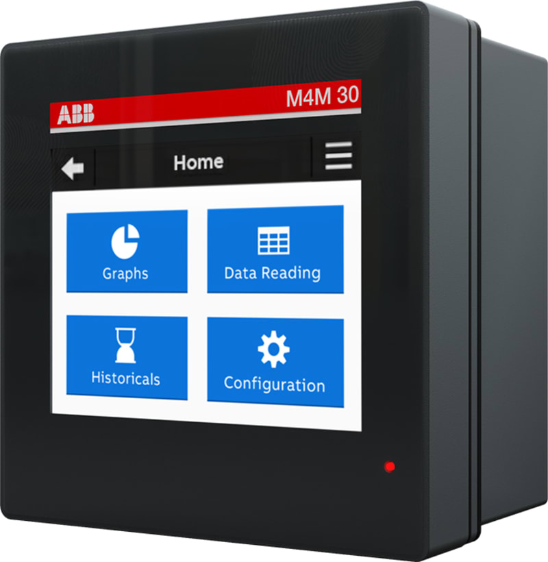 ABB M4M 20 BACNET is a network analyzer with 4 programmable I/O, aux supply 48-240 V AC/DC, Bluetooth and Bacnet/IP 2CSG202451R4051