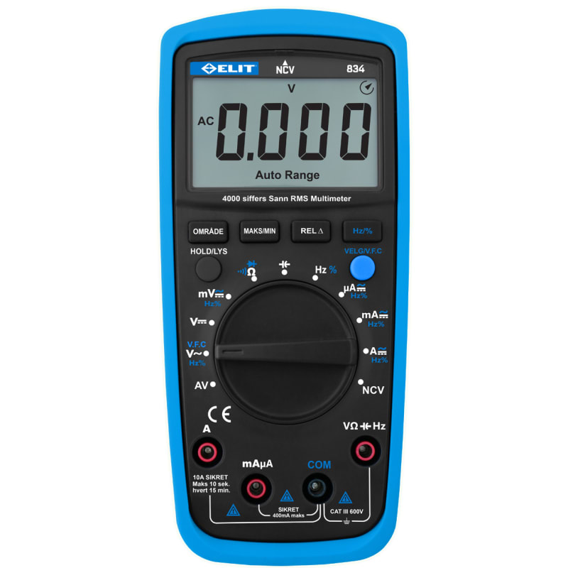 Multimeter True RMS CAT III 600 V (ELIT 834)