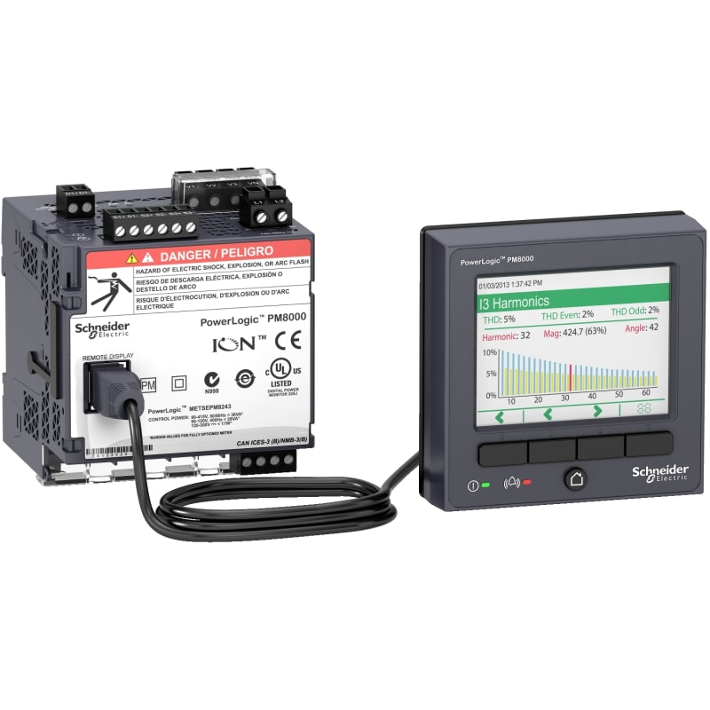 Schneider Electric PowerLogic PM8000 - PM8244 DIN rail mount meter + Remote display - int. metering METSEPM8244