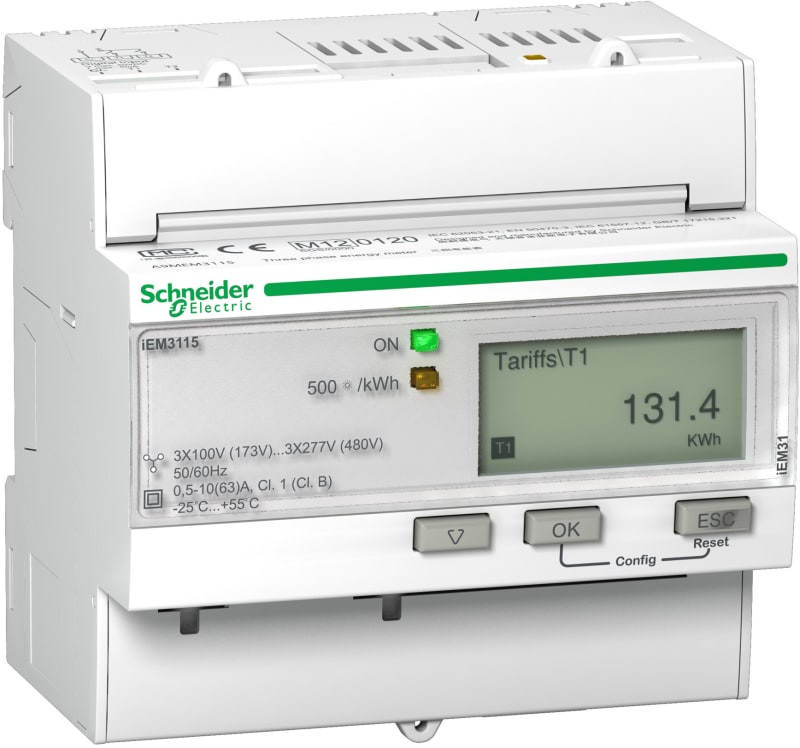 Schneider Electric IEM3115 energy meter - 63 A - 2 digital I - multi-tariff - MID A9MEM3115