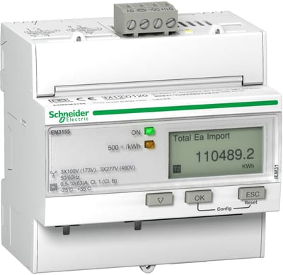 Schneider Electric IEM3155 energy meter - 63 A - Modbus - 1 digital I - 1 digital O - multi-tariff - MID A9MEM3155