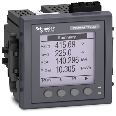 Schneider Electric PM5560 Meter, 2 ethernet, up to 63TH H, 1,1M 4DI/2DO 52 alarms METSEPM5560