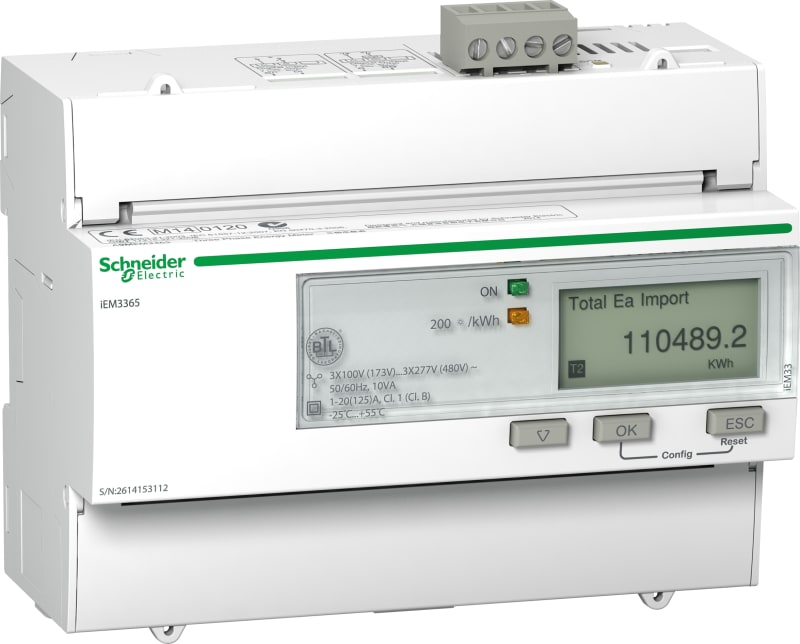 Schneider Electric IEM3365 energy meter - 125 A - BACnet - 1 digital I - 1 digital O - multi-tariff - MID A9MEM3365