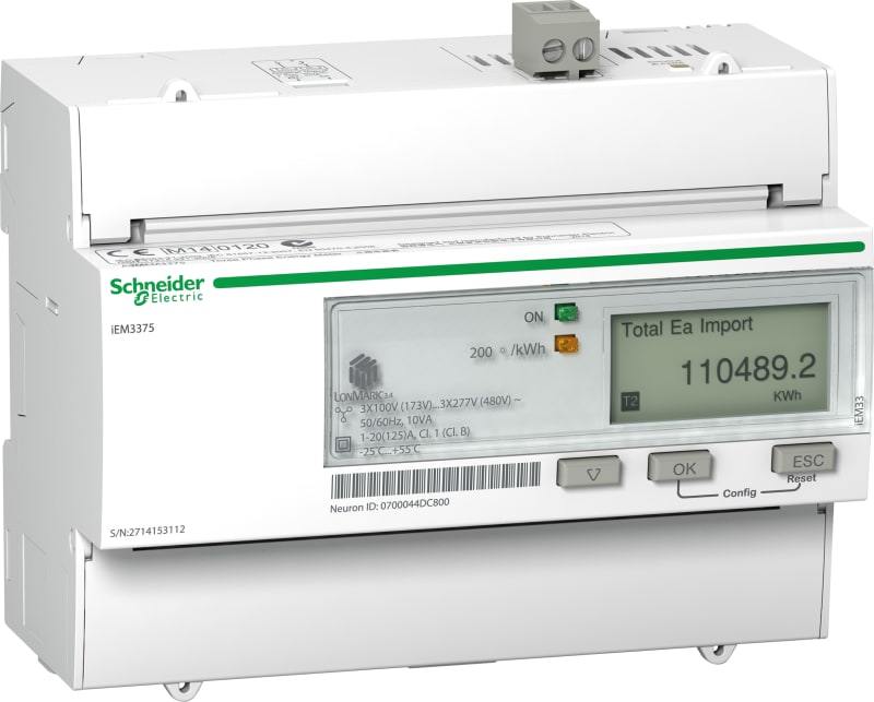 Schneider Electric IEM3375 energy meter - 125 A - LON - 1 digital I - multi-tariff - MID A9MEM3375