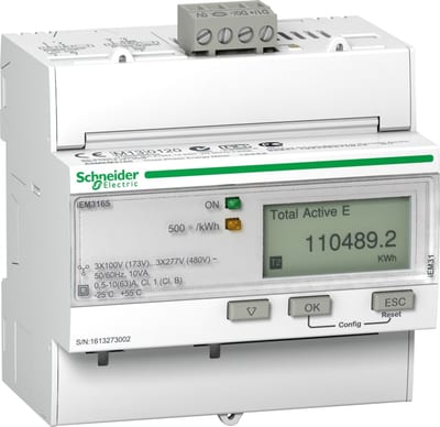Schneider Electric IEM3165 energy meter - 63 A - BACnet - 1 digital I - 1 digital O - multi-tariff - MID A9MEM3165