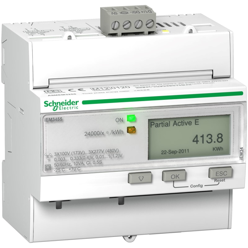 Schneider Electric IEM3455 energy meter - Modbus - 1 DI - 1 DO - multi-tariff - LVCT A9MEM3455