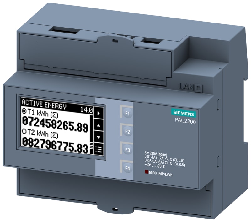 Siemens PAC2200 DINrail E-meter for TRANSFORMER1/5A Modbus RTU with display