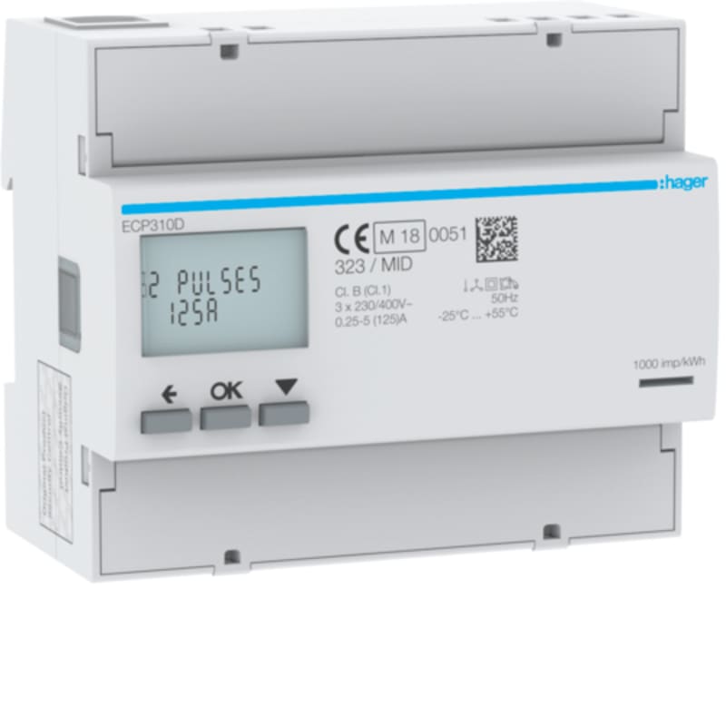 kWt meter 3-F dir 125A 6-M S0 (ECP310D)