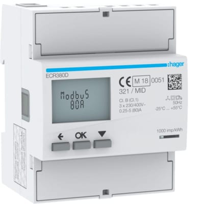 kWt meter 3F dir 80A 6M modbus