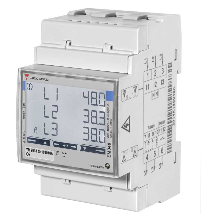 Carlo Gavazzi EM340DINAV23XS1PFA 3-Phase MID Energy Meter 5(65) A RS485 Modbus