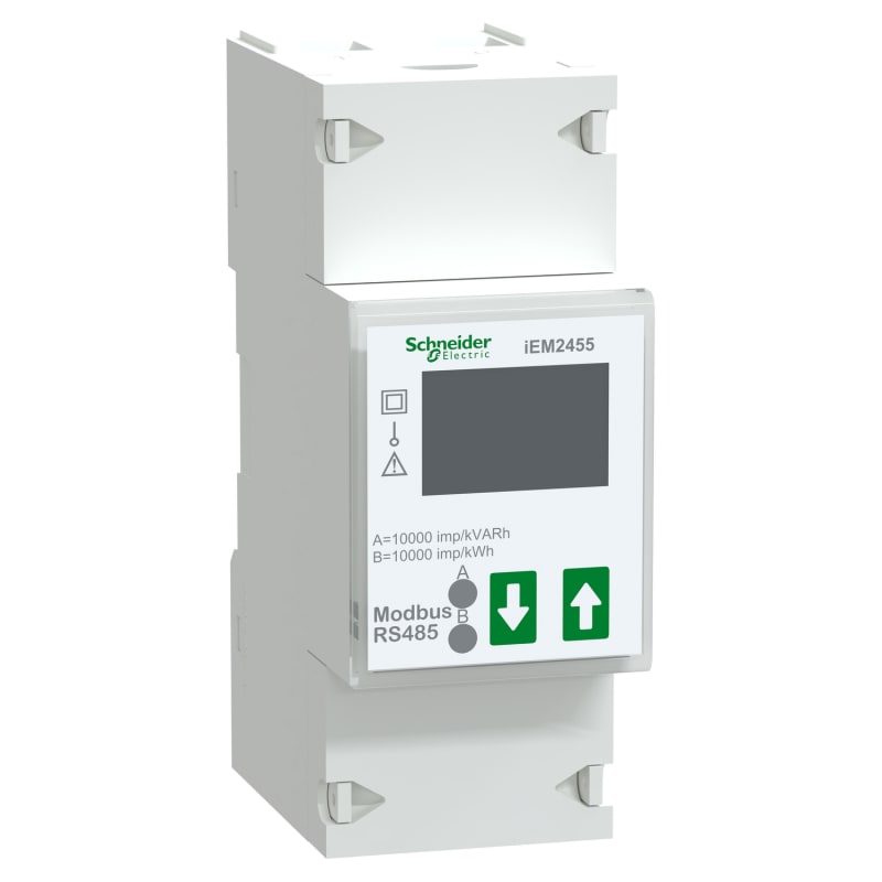 Schneider Electric modular single phase power meter IEM2455 - 230V - 100A with communication Modbus A9MEM2455