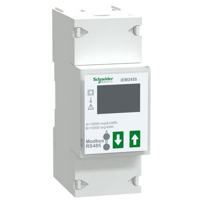 Schneider Electric modular single phase power meter IEM2455 - 230V - 100A with communication Modbus A9MEM2455