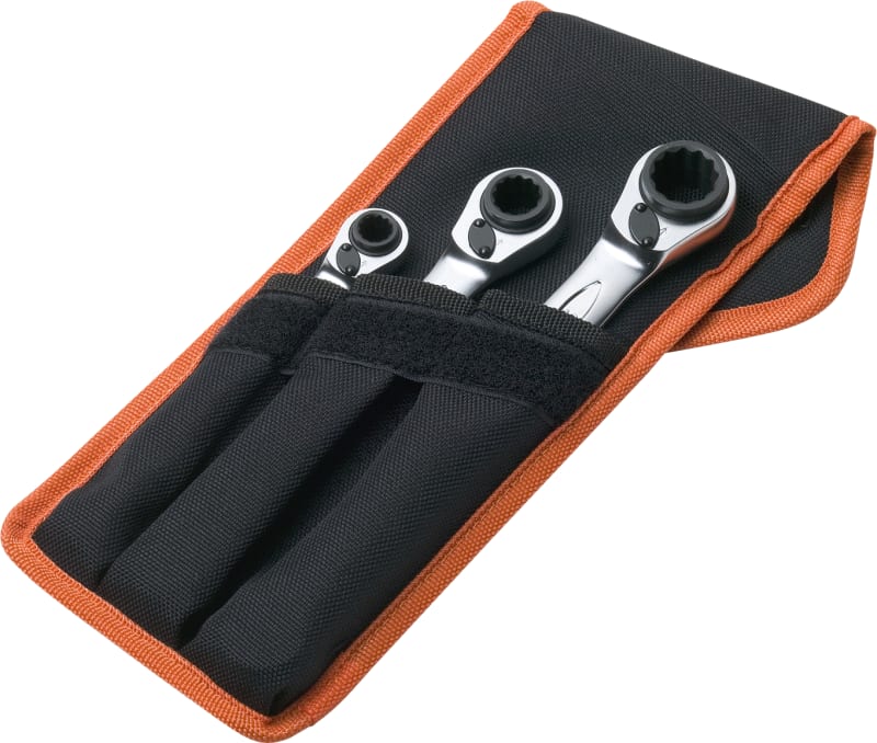 Bahco S4RM/3T Reversible Ratchet Ring Spanner Set 8-19 mm