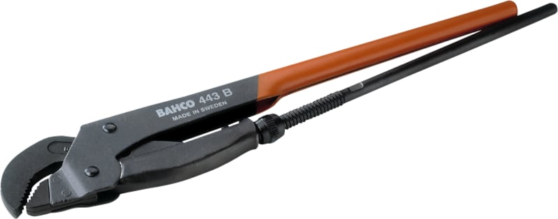 Bahco 444 B Corner Pipe Wrench, 3 in, 45-Degree Induction-Hardened Jaws