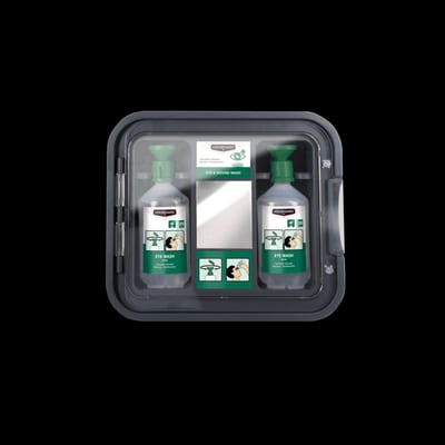 Housegard wall-mounted eye wash station with 2 x 500 ml 0.9% NaCl