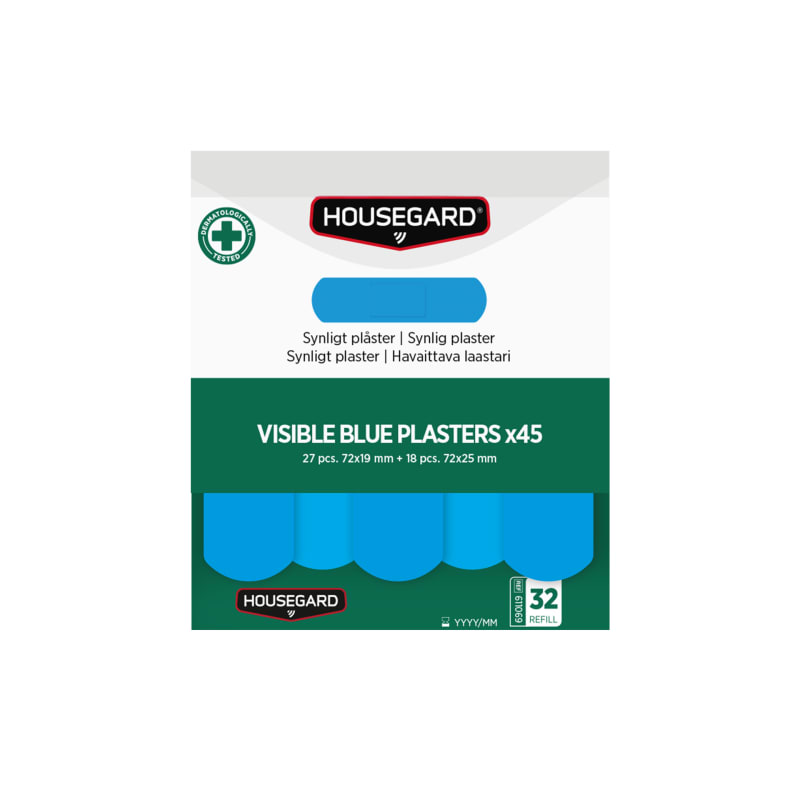 Housegard Visible Blue Detectable Plasters, 2 × 45 pcs (611069)