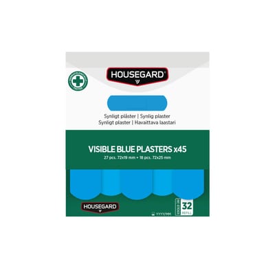 Housegard Visible Blue Detectable Plasters, 2 × 45 pcs